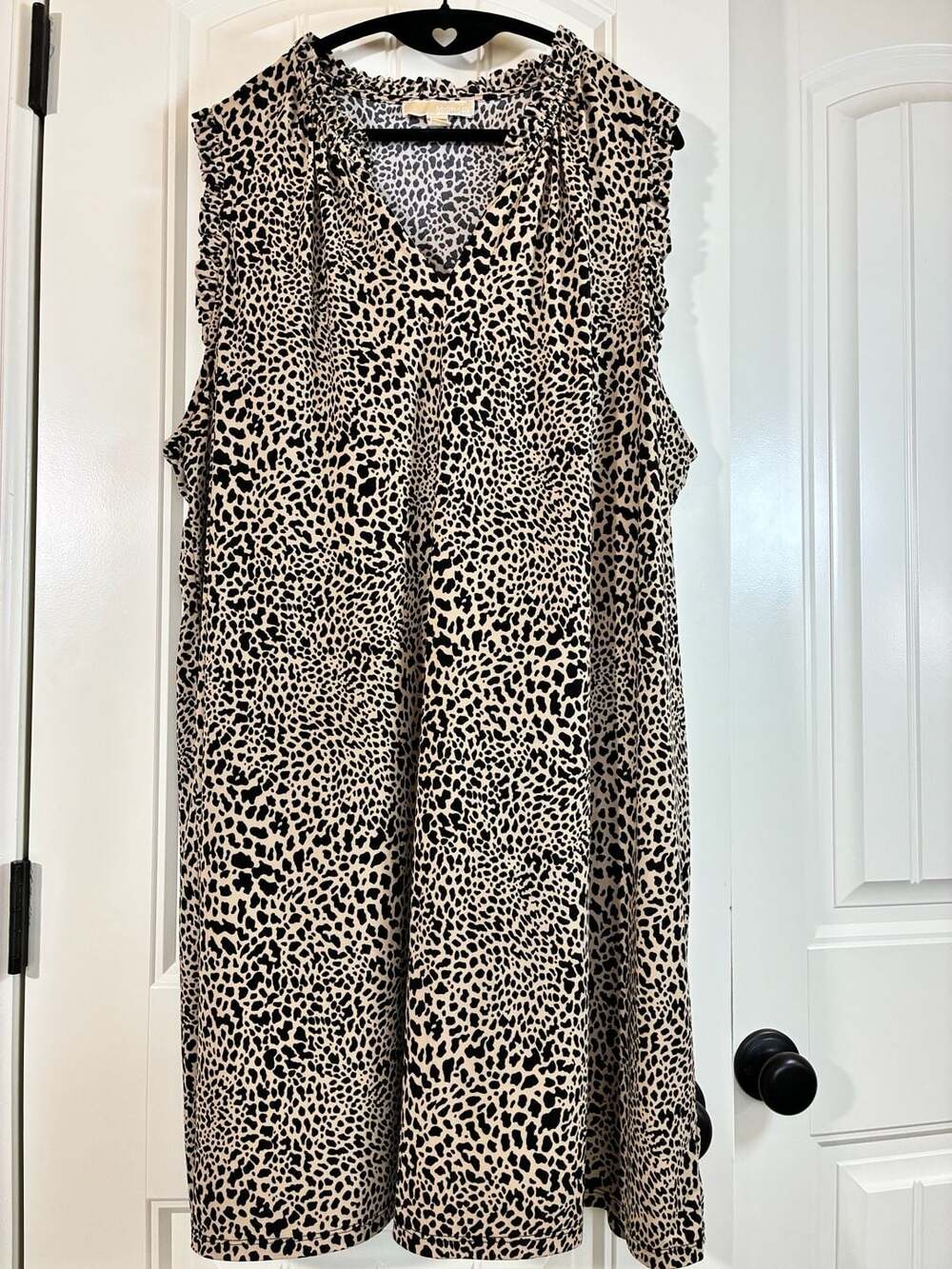 Michael Kors Leopard Print Ruffle Neck Sleeveless Dress Size 3X